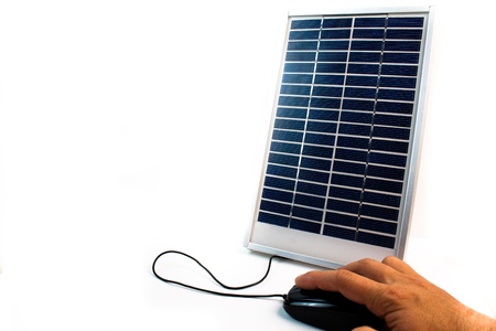 detail of a photovoltaic panel with a computer mouse onlineの写真素材