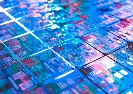 computer circuit board background microchip texture , selective focusの写真素材