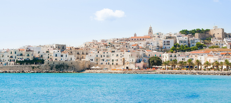View of Vieste in front of adriatic sea Italyの写真素材