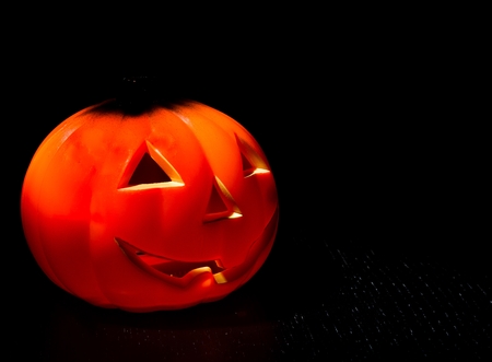 Halloween night background with scary dark and pumpkin, halloween party conceptの写真素材