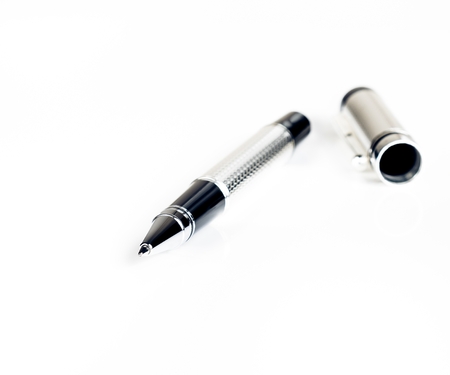 elegant business pen isolated on white background with space for textの写真素材