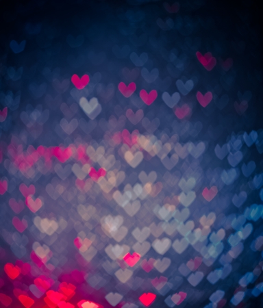 blue and pink hearts bokeh as background, valentine day and love conceptの写真素材