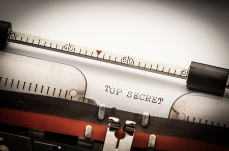 Top secret text on typewriter, concept of investigationの写真素材