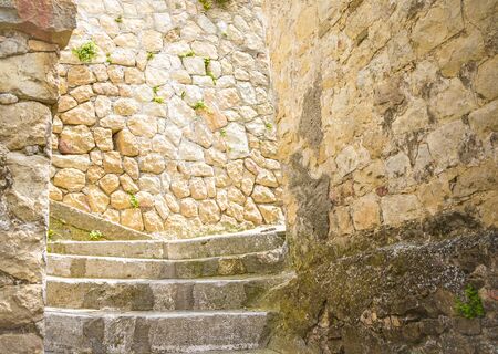 stones the historic building near Matera in Italy UNESCO European Capital of Culture 2019 details of old stairsのeditorial素材