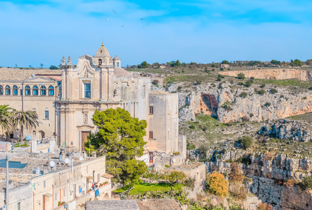 Church of St. Agostino. Matera in Italy UNESCO European Capital of Culture 2019 under blue skyのeditorial素材