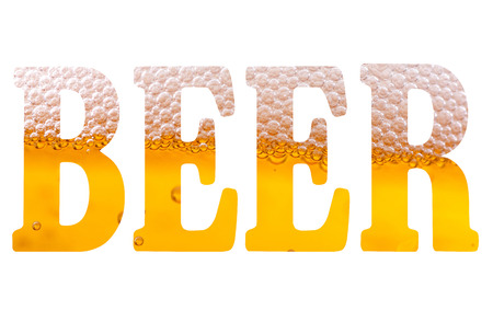 high resolution text with word beer isolated on white backgroundの写真素材