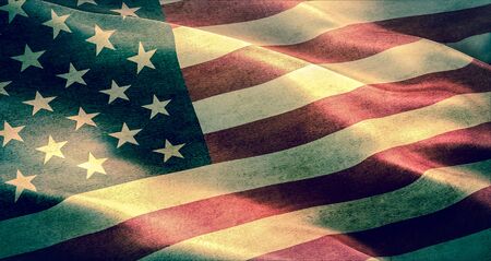 closeup of grunge American USA flag, united states of americaの写真素材