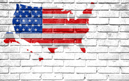 usa vote election for president of united states of america map flag on white wall background, usa vote election conceptの写真素材