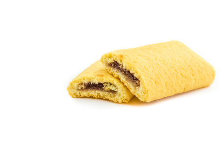 biscuits, filled with jam with cherries, isolated on white background,  breakfast conceptの写真素材