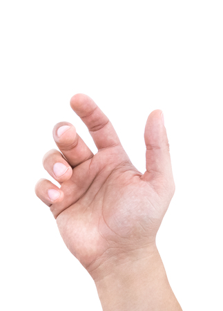 hands of a man holding isolated on white backgroundの写真素材