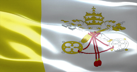 waving fabric texture of the flag of vatican city state, real texture flagの写真素材