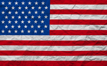 closeup of grunge paper American USA flag, united states of americaの写真素材