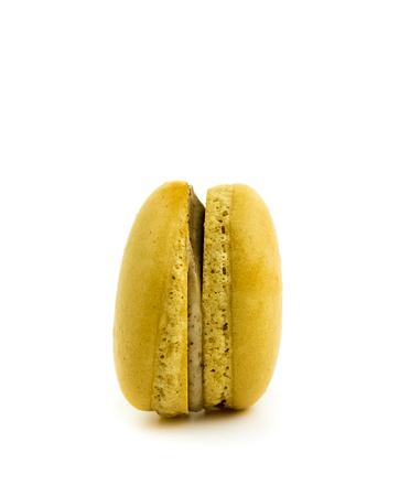 brown and chocolate cake macaron isolated on white background, maccarone sweet and colorful dessertの写真素材