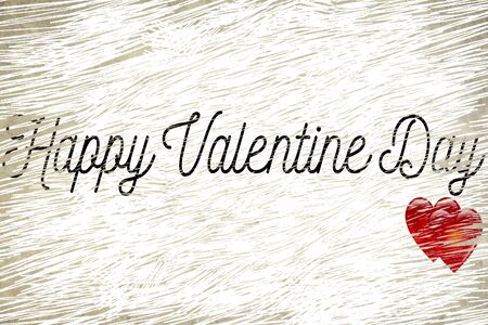 happy valentine day word shape on grunge old vintage paper background with red hearts shape, holiday festive valentine day love conceptの写真素材