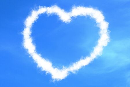 abstract heart love concept draw on the blue sky with white clouds background with alpha channel...
