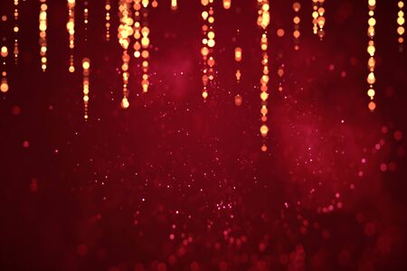 abstract christmas gradient red background with bokeh and golden strip, valentine day love holiday...