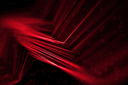 abstract stream array colorful glitter sparkle red lines with particles  on black background science and research technology conceptの写真素材