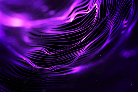 abstract stream array colorful glitter sparkle blue and purple lines with particles  on black background science and research technology conceptの写真素材