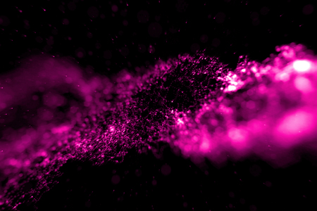 abstract stream array colorful glitter sparkle pink and purple lines with particles on black background science and research technology conceptの写真素材