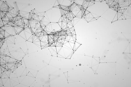 abstract black geometrical plexus on white grey gradient background with lines and dots