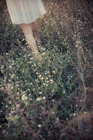 girl vintage grass