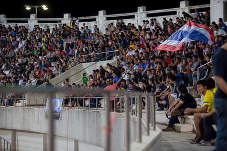 Stadium during soccer game, thailandのeditorial素材