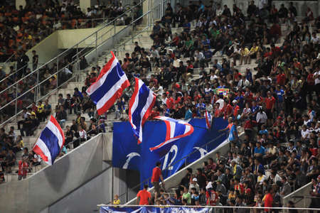 Stadium during soccer game, thailandのeditorial素材