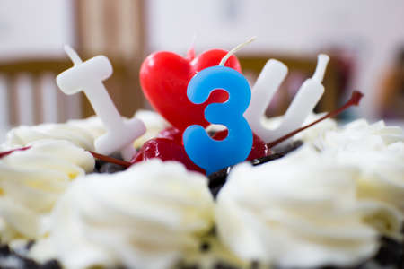 Happy Birthday, I love you, cherries, a full three years.の写真素材