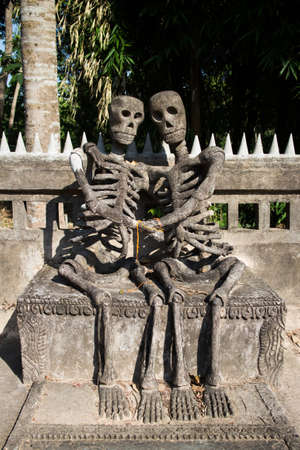 Bones of the hand statue Thailand in Templeの写真素材