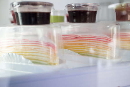 Crepe cake rainbowの写真素材
