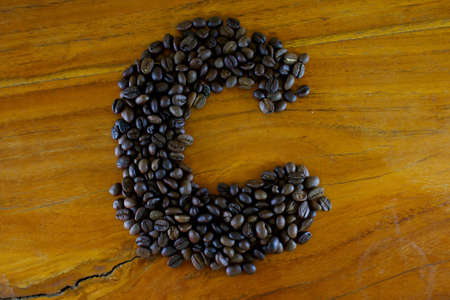 Coffee beans alphabetの写真素材