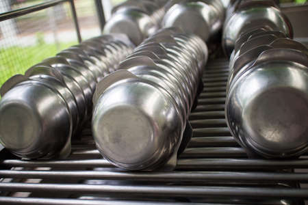 Washing of cups, stainless steelの写真素材