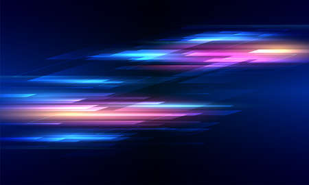 Modern abstract high speed movement. Dynamic motion light beams on dark blue background. Futuristic, technology pattern for banner or poster design background concept.のイラスト素材