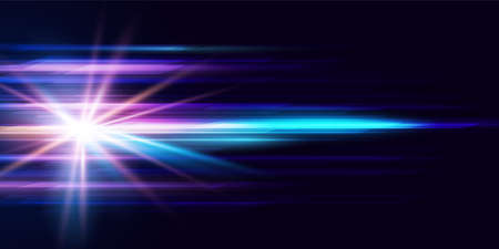 Modern abstract high speed movement. Dynamic motion light beams on dark blue background. Futuristic,...