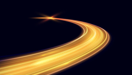 Modern abstract golden glow moving at high speed. Futuristic dynamic motion technology. Motion pattern for banner or poster design background idea. Vector .のイラスト素材