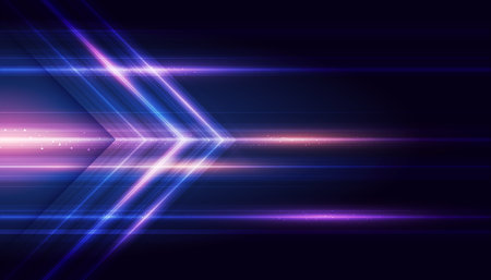 Modern abstract arrows. High-speed technology movement. Colourful dynamic motion on blue background. Movement sport pattern for banner or poster design background concept.のイラスト素材