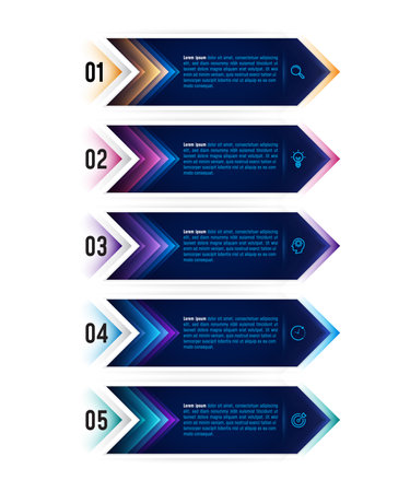Modern arrows infographic design. Business organization success process step diagram. Vector EPS10 illustration template design, workflow layout, web design.のイラスト素材
