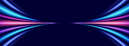 Modern abstract high-speed light trails effect. Futuristic dynamic motion technology. Movement pattern for banner or background. Vector eps10.のイラスト素材