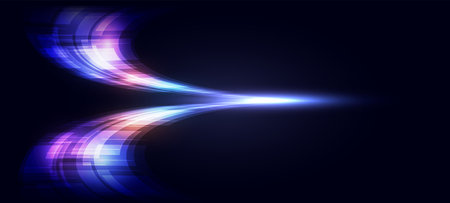 Abstract digital technology background. Innovation high-tech future, network connection, speed movement, AI, metaverse, communication, big data, data transfer, Network, cyber light trails.のイラスト素材