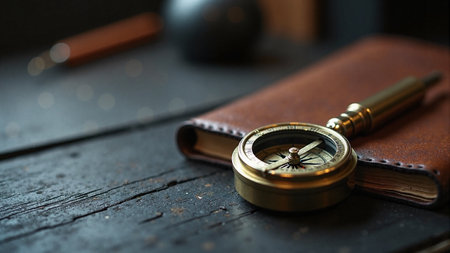 Modern glass hourglass with black sand on dark background time management conceptの素材