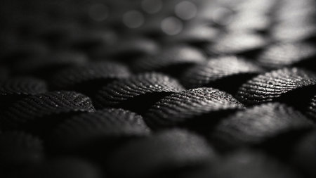 Premium black carbon fiber texture with industrial lightingの素材
