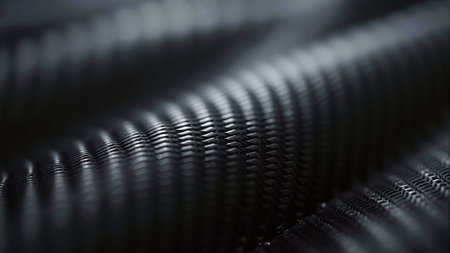Premium black carbon fiber texture with industrial lightingの素材