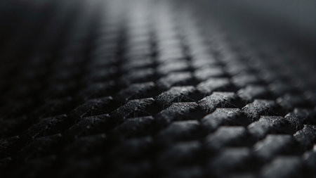 Premium black carbon fiber texture with industrial lightingの素材