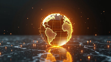 Global digital trade and fintech network connection abstractの素材