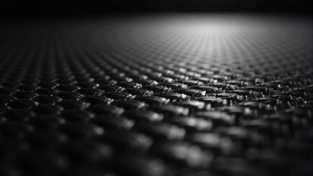 Premium black carbon fiber texture with industrial lightingの素材