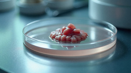 Laboratory grown cultured meat cells in biotech food researchの素材