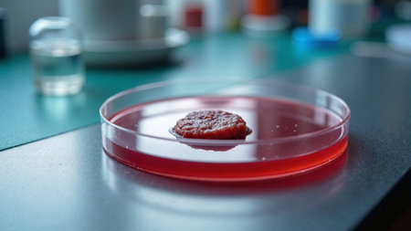 Laboratory grown cultured meat cells in biotech food researchの素材