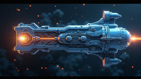 Satellite solar panel unfolding in earth orbit for communicationの素材