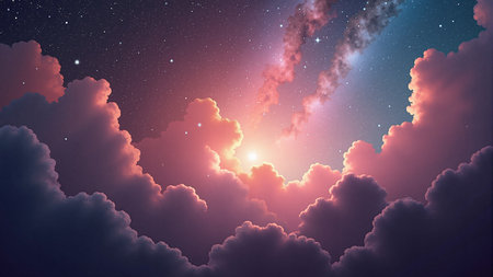 Vertical nebula poster background with copy spaceの素材