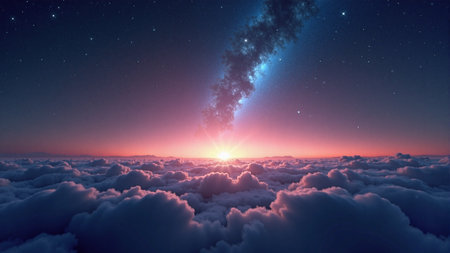 Ultra wide nebula banner background with copy spaceの素材